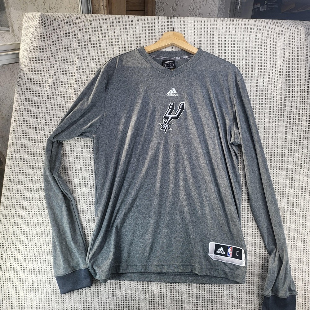 San Antonio Spurs Shirt Mens Large NBA Basketball Long Sleeve‎ Warm Up Adidas